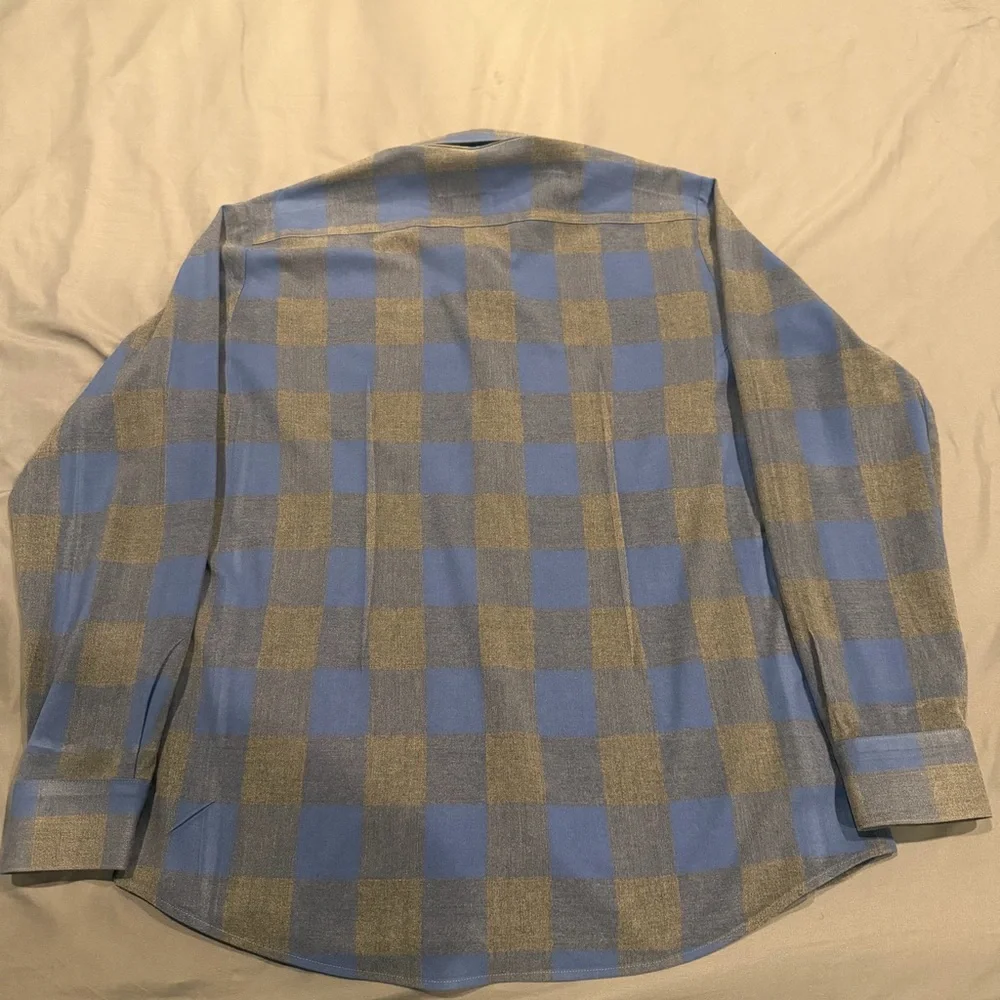Mizzen+Main Shirt Mens XXL Trim Blue Gray Check Soft Brushed Performance Stretch